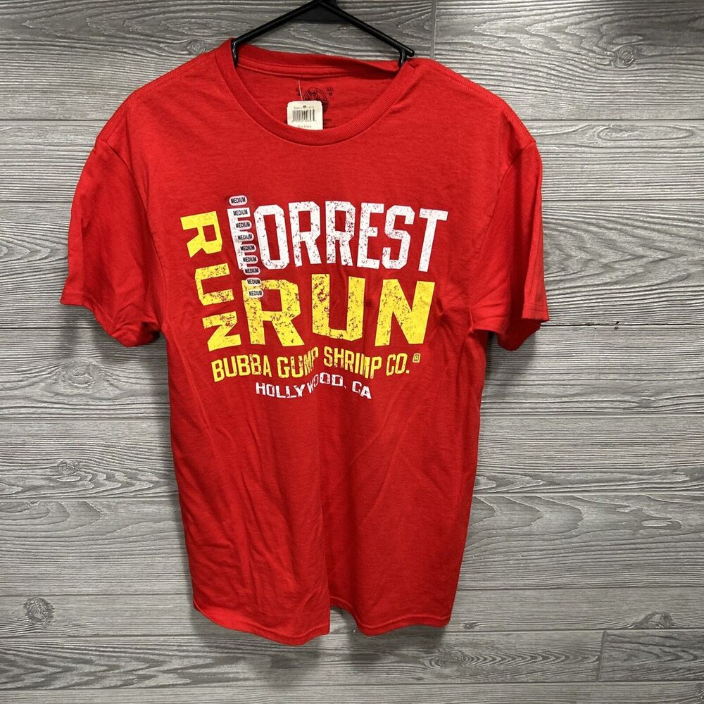 Bubba Gump Shrimp Run Forrest Graphic T Shirt Mens Medium Red Movie Promo Tee